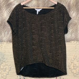 BCBGeneration Black & Gold Short Sleeve Blouse